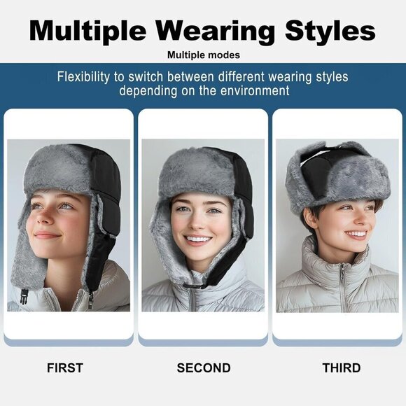 Heated Trapper Hat Faux Fur Rechargeable Battery for Unisex - Picture 4 of 8